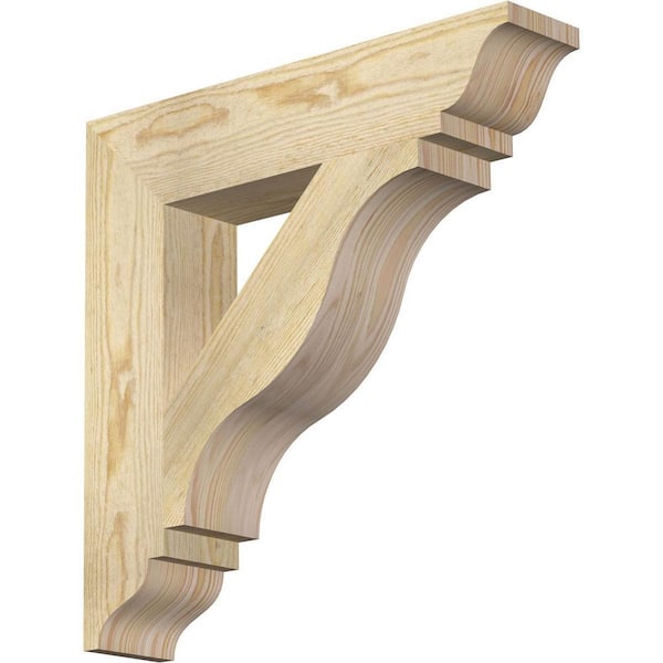 Ekena Millwork 4 in. x 20 in. x 20 in. Douglas Fir Funston Traditional Rough Sawn Bracket