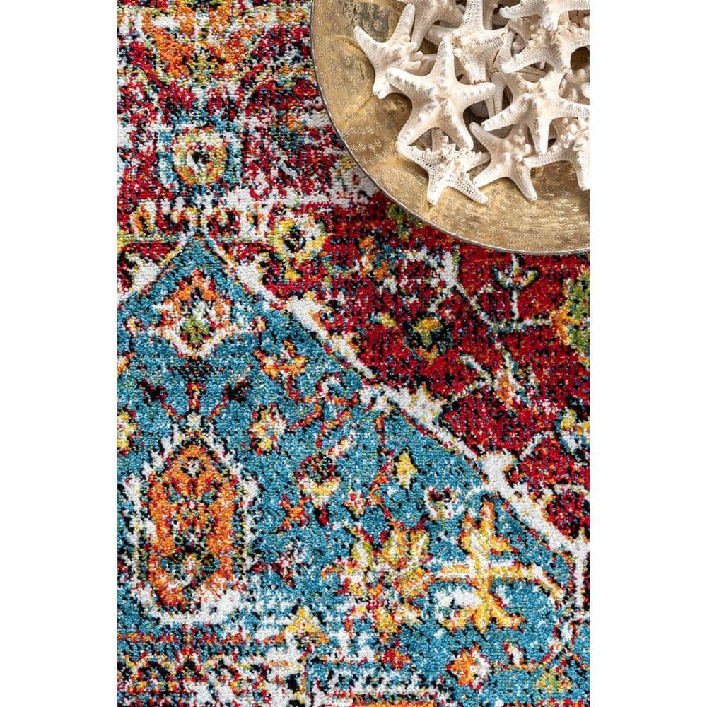 Reversible Multicolor Medallion 4' x 6' Synthetic Area Rug