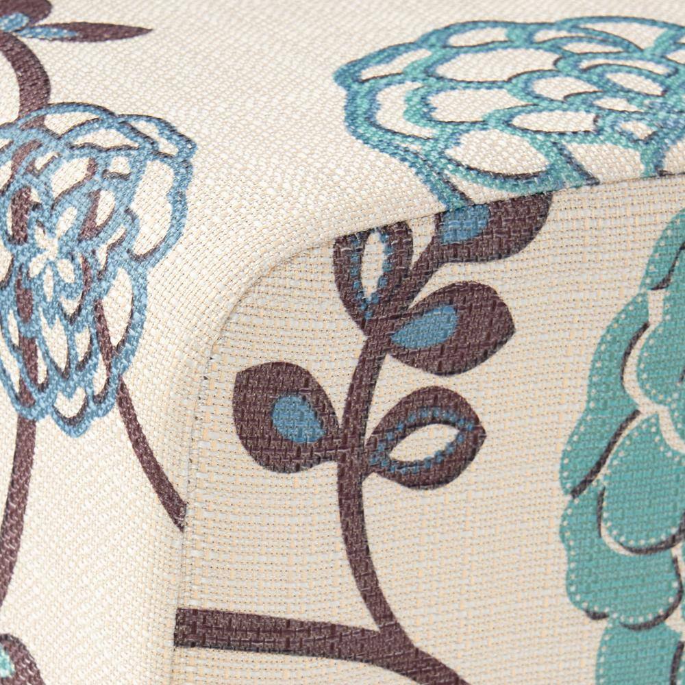 Light Beige and Blue Floral Upholstered Parsons Dining Chairs, Set of 4