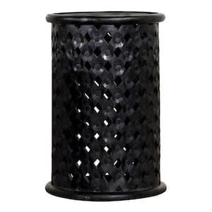 Krish Black Stain 16 in. Wood Round Accent Table