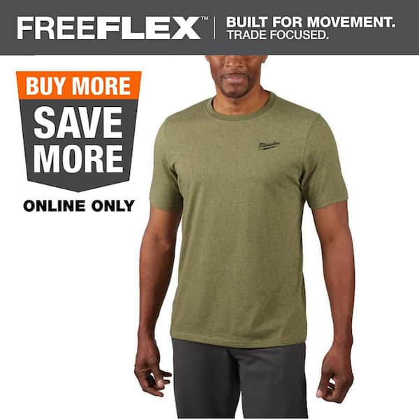 Men's 3X-Large Green Cotton/Polyester Short-Sleeve Hybrid Work T-Shirt