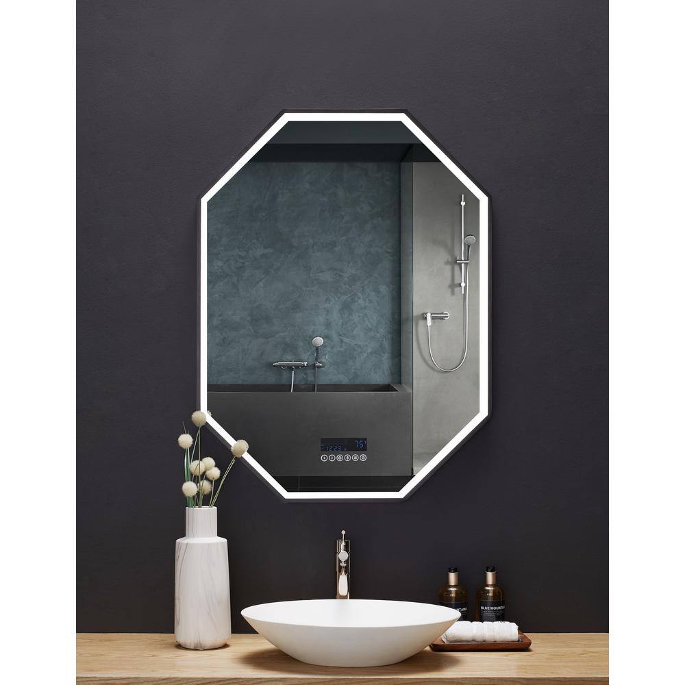 Otto 30" x 40" Black Aluminum Octagonal LED Vanity Mirror