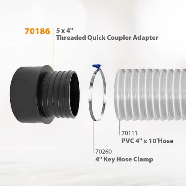 5 in. x 4 in. Threaded Quick Coupler for Dust Collection Systems