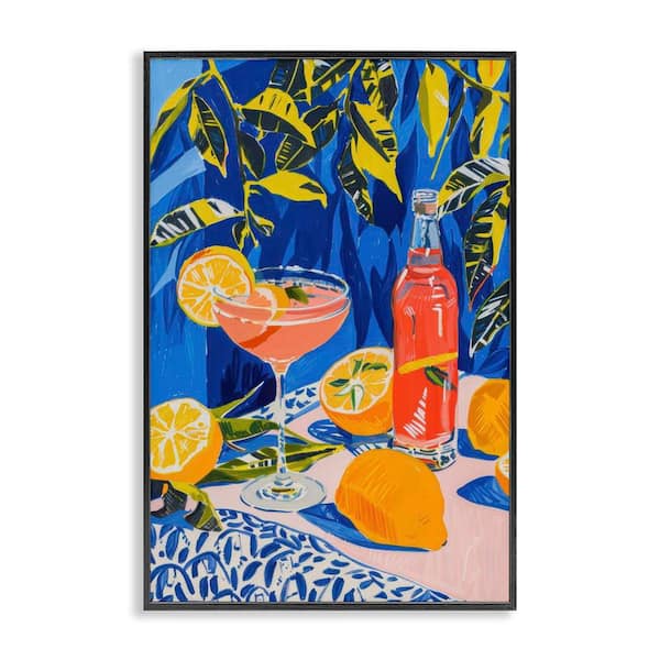 Stupell Industries Citrus Cocktail Still Life by LSR Design Studio Black Framed Food Giclee Art Print 18 in. x 12 in.