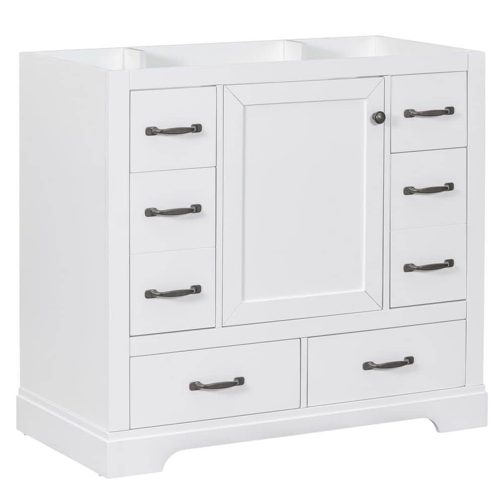 35.50 in. W x 17.90 in. D x 33.00 in. H Freestanding Bath Vanity Cabinet without Top in White price history on PriceWatchPro