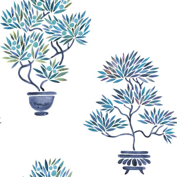 RoomMates Cat Coquillette Bonsai Blue Vinyl Peel and Stick Matte Wallpaper 28.18 sq. ft.