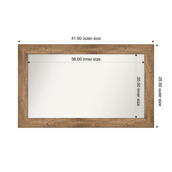 Owl Brown 41.5 in. W. x 25.5 in. Custom Non-Beveled Wood Framed Bathroom Vanity Wall Mirror