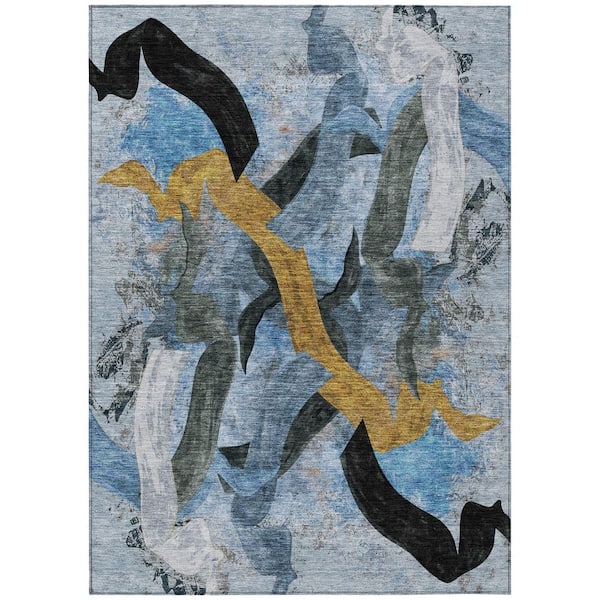 Addison Rugs Chantille Machine Washable Indoor/Outdoor Abstract ACN2191 Denim 5 ft. x 7 ft. 6 in. Area Rug