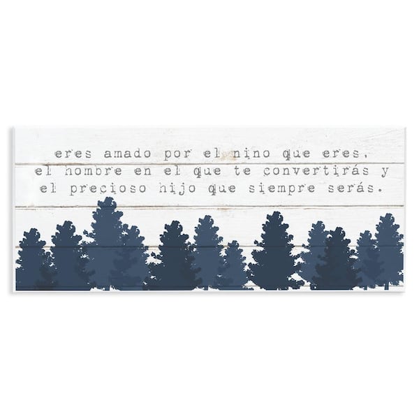 Sweet Boy Blue Trees by Lil' Rue Unframed Wall Plaque Typography Graphic Art Print 7 in. x 17 in.