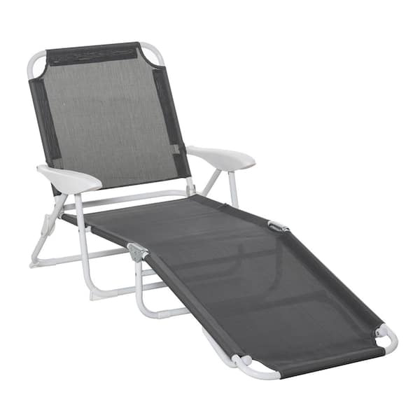 Sudzendf Dark Gray Folding Metal Outdoor Chaise Lounge