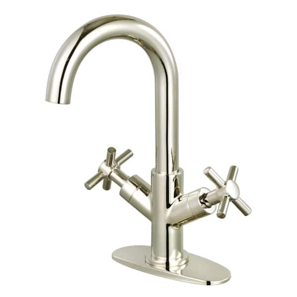 Kingston Brass Concord 2-Handle High Arc Single Hole Bathroom Faucet with Push Pop-Up in Polished Nickel