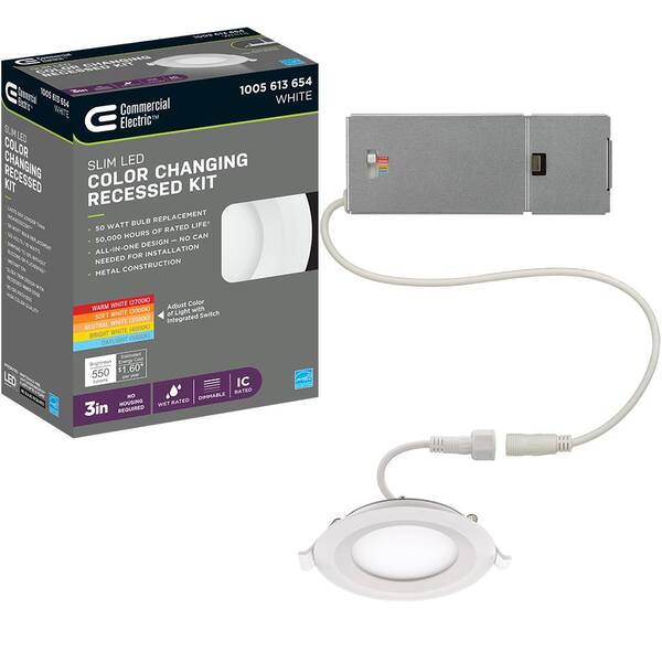 Commercial Electric 3 in. Canless Integrated LED Recessed Light Trim ...