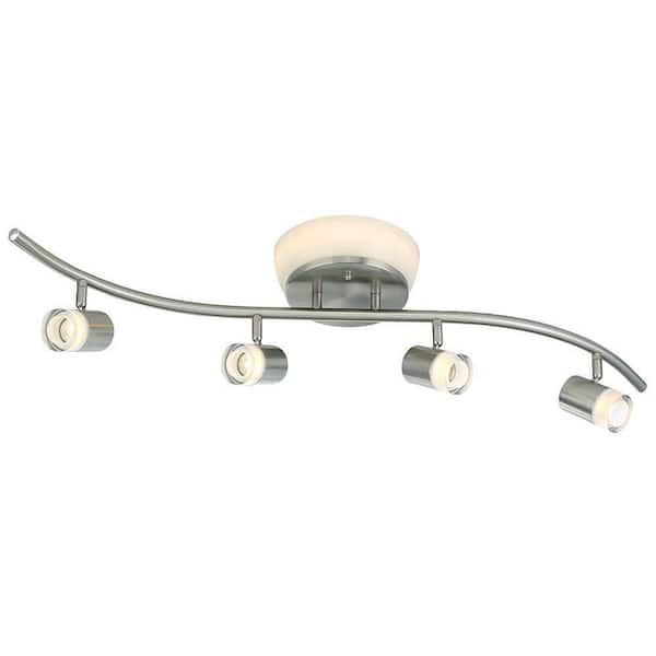 EnviroLite Brushed Nickel LED Ceiling Mounted Flushmount and Track Combo with Frosted Shades (24-Pack)