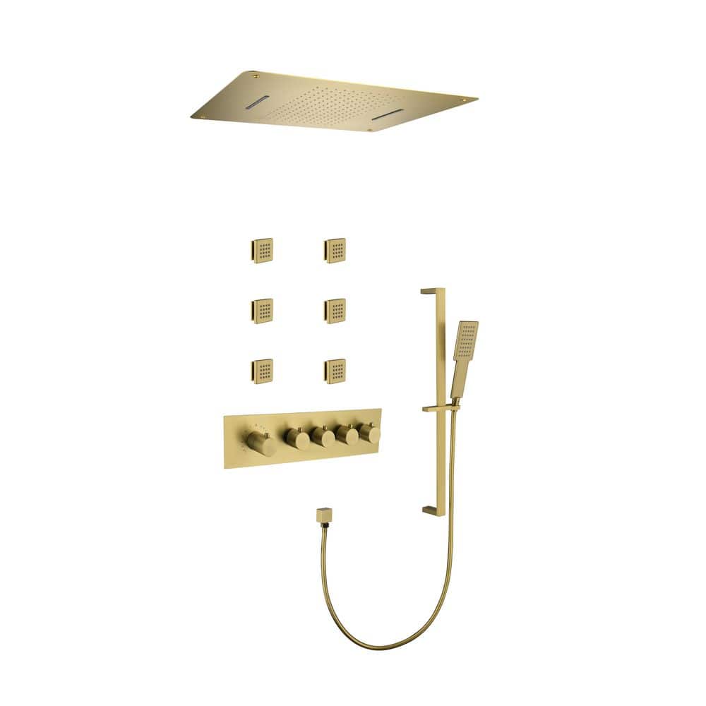 Mondawe 4Spray Patterns Thermostatic Bathroom Showers 20 in. x 23 in