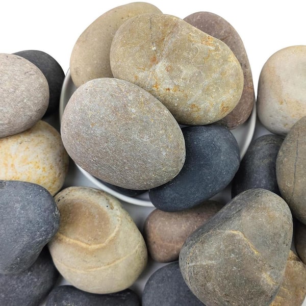 1 cu. ft. Premium Mixed Color Landscaping River Rocks 40lbs Bag Hand Picked Smooth Pebbles for Garden Decor Pathways