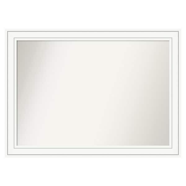 Amanti Art Craftsman White 41 in. x 30 in. Custom Non-Beveled Satin Wood Framed Bathroom Vanity Wall Mirror