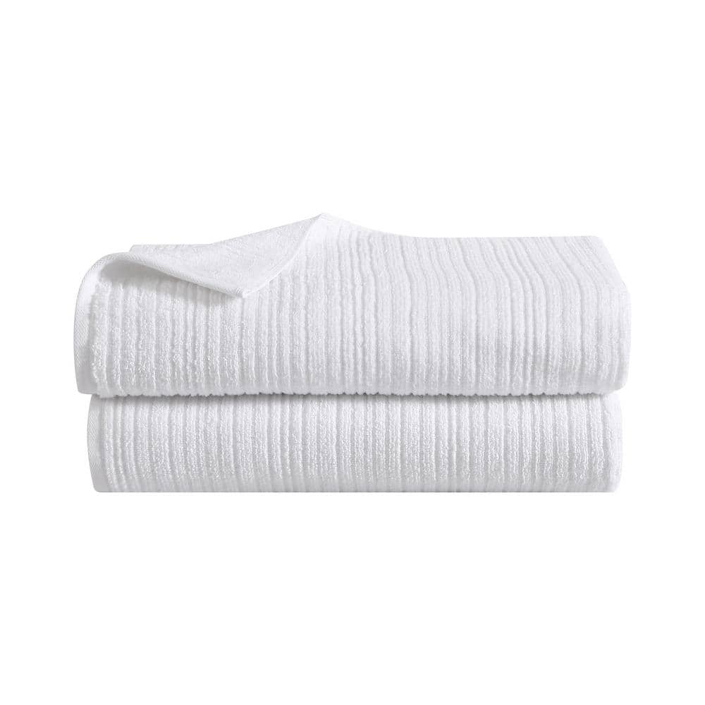COLE REACTION Brooks Solid 2Piece White Cotton Bath Sheet Set