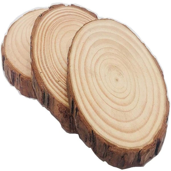 Bark Disc NOVEXIS INC Unfinished round pine wood slices with natural bark edges ...