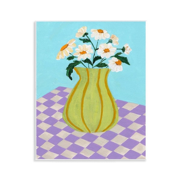Stupell Industries Retro Checkers Vase by Nikita Jariwala Unframed Nature Graphic Art Print 14 in. x 11 in.