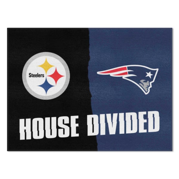 FANMATS NFL House Divided - Steelers / Patriots 33.75 in. x 42.5 in. House Divided Mat Area Rug