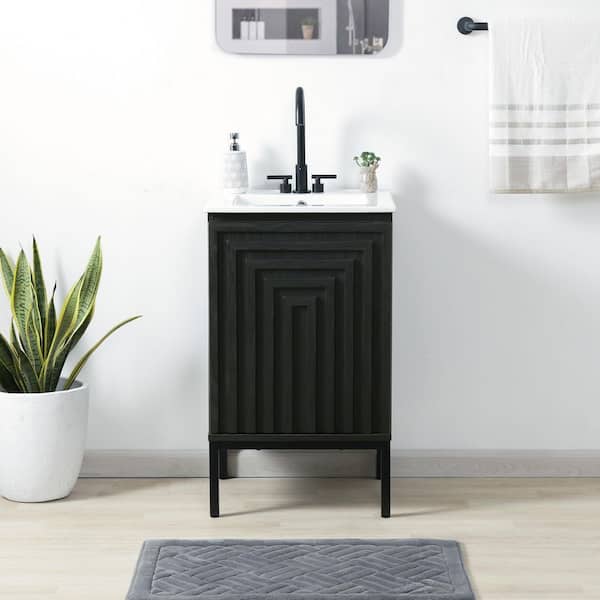 Rowan 20 in. W x 18 in. D x 33 in. H Geometric Modern Transitional 2-Shelf Bath Vanity Cabinet without Top in Black