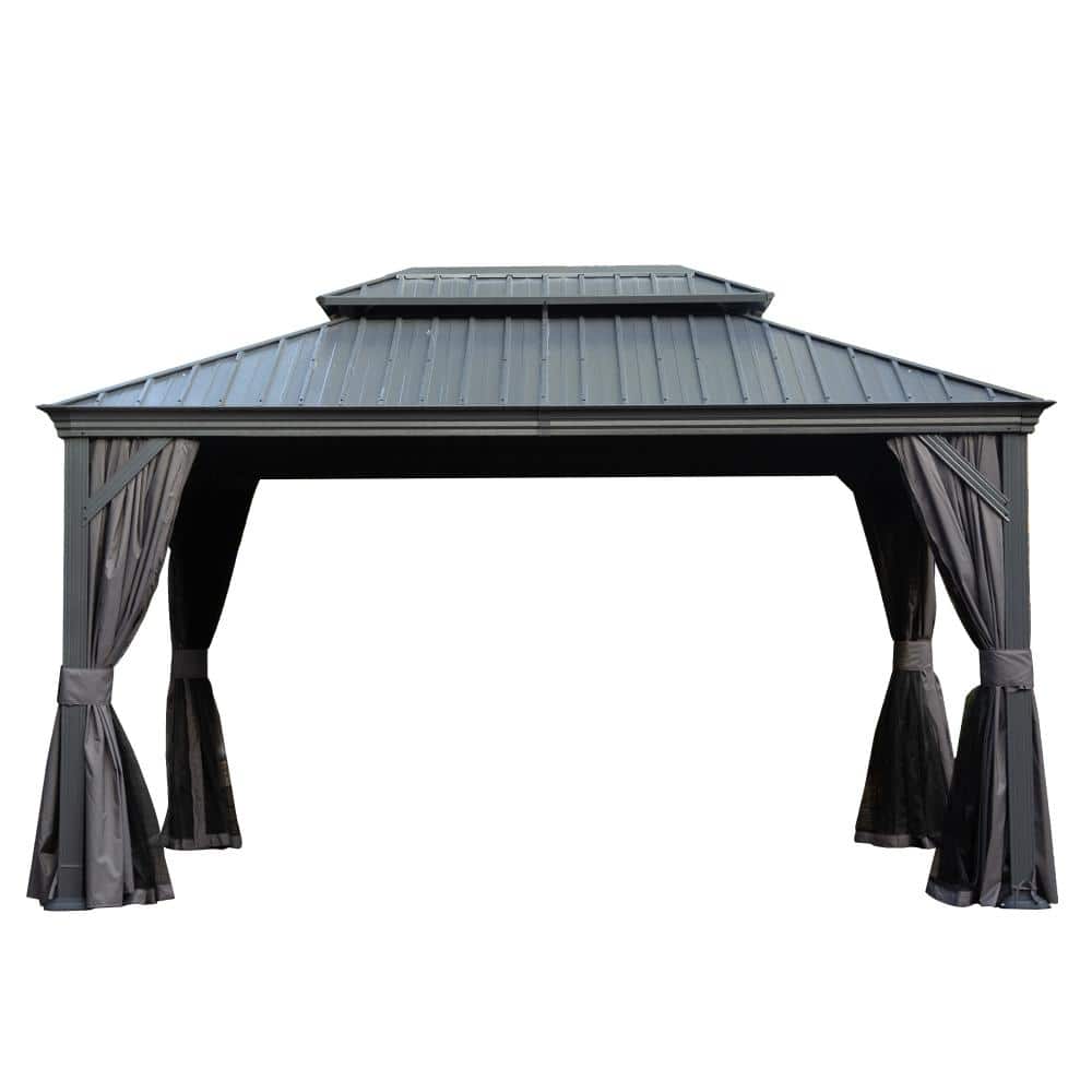 ToolCat 10x14 ft. Hardtop Gazebo, Metal Dual-Layer Roof, Aluminum