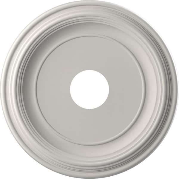 Ekena Millwork Traditional 16 in. O.D. x 3-1/2 in. I.D. x 1-3/8 in. P Thermoformed PVC Ceiling Medallion UltraCover Satin Blossom White