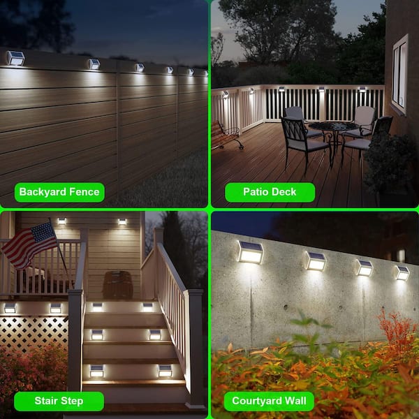 Solar Deck Lights for Fence Posts, Outdoor Waterproof LED Lighting for Backyard, Patio, Stair, Wall-Cool Light, 6 Pack