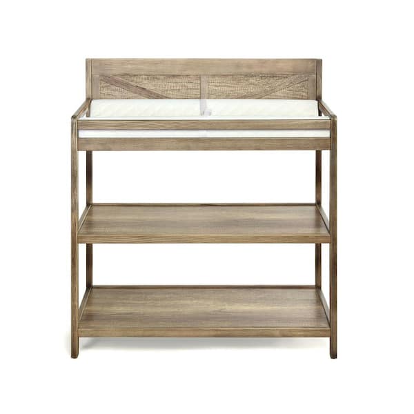 Unbranded Natural Universal Changing Table with 2-Open Shelves