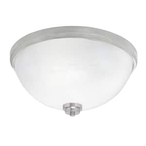 Ashland 18 in. 4 Light Brushed Nickel Flush Mount with White Marble Glass Shade No Bulbs Included