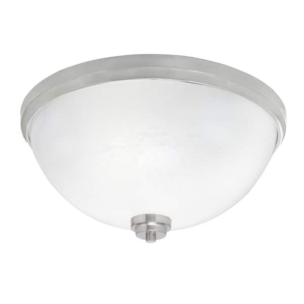 Unbranded Ashland 18 in. 4 Light Brushed Nickel Flush Mount with White Marble Glass Shade No Bulbs Included
