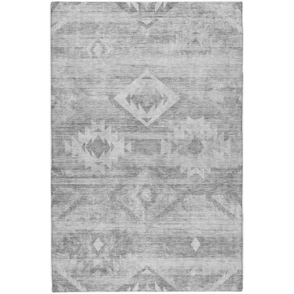 Dream Shag Premium Machine Washable Abstract ADS837 Silver 8 ft. x 10 ft. Area Rug