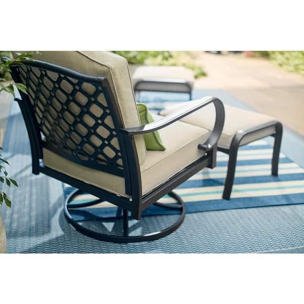 Hampton Bay Laurel Oaks Black Steel Outdoor Patio Lounge Chair