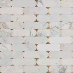 Nostradam Calacatta 9.96 in. x 11.22 in. Polished Marble Wall Mosaic Tile (0.77 Sq. Ft./Each)