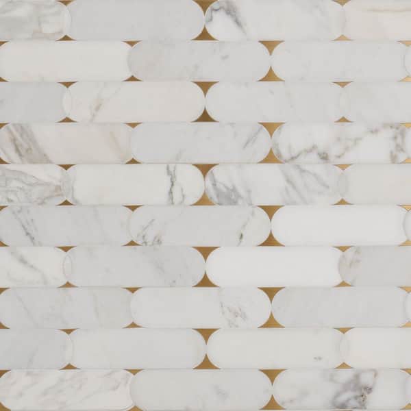 Ivy Hill Tile Nostradam Calacatta 9.96 in. x 11.22 in. Polished Marble Wall Mosaic Tile (0.77 Sq. Ft./Each)