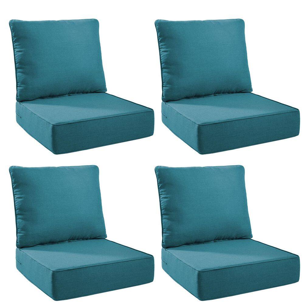 Duraolex 24 in. W x 24 in. D x 6 in. Thick Square 8-Piece Deep Seating Outdoor Lounge Chair Olefin Cushion, Peacock Blue price history on PriceWatchPro