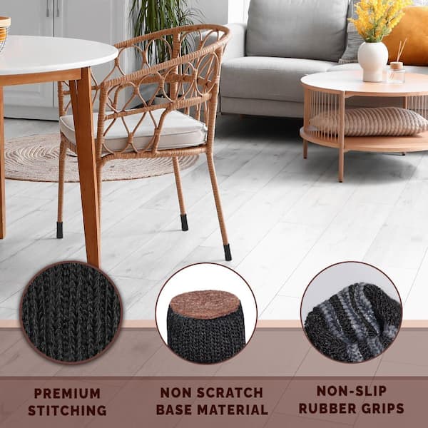 Black Furniture Leg Socks for Table, Chairs and Furniture, Large (32-Pack)