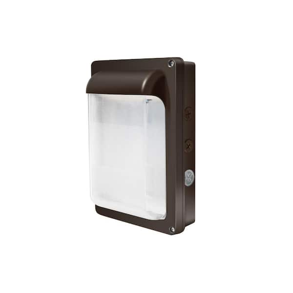 Contractor Select 200-Watt Equivalent Up to 6750Lumens Bronze Integrated Dusk To Dawn Integrated LED Wall Pack Light