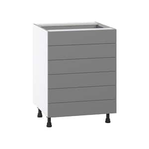Bristol Painted Slate Gray Shaker Assembled Base Kitchen Cabinet with 6 Drawers (24 in. W x 34.5 in. H x 24 in. D)