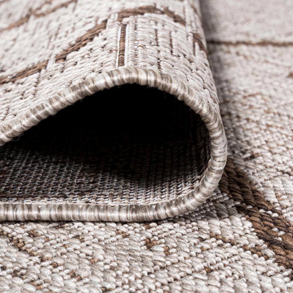 Carwa Handmade Trellis Beige/Brown Synthetic Area Rug - 2x10