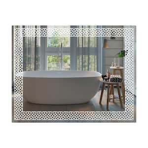 Hans 28 in. W x 36 in. H Medium Rectangular Steel Frameless Dimmable Wall Mounted Bathroom Vanity Mirror in Silver