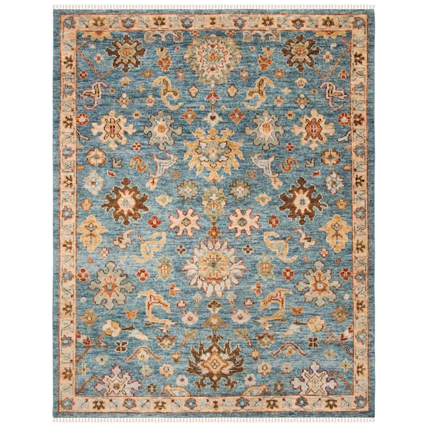 Samarkand 9 ft. x 12 ft. Blue Traditional Oriental Floral Area Rug