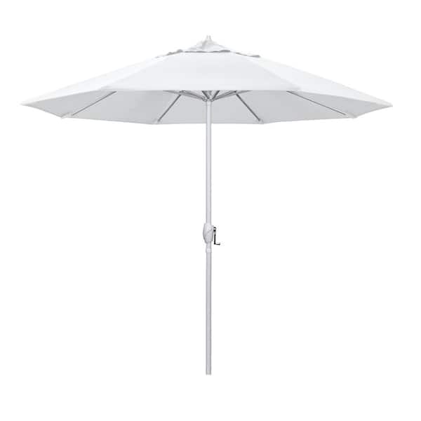 California Umbrella 9 ft. Matted White Aluminum Market Patio Umbrella Auto Tilt in Natural Pacifica
