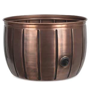 Antique Copper Decorative Garden Hose Pot with Open Top