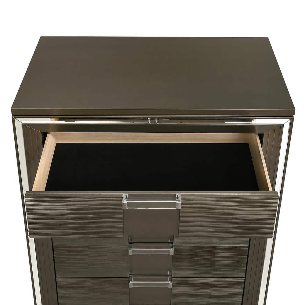 Charlotte Copper 5-Drawer Flip-Top Chest with Mirror