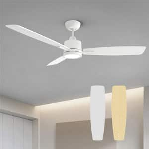 S3 Series 52 in. Indoor White Ceiling Fan with Remote, Reversible Quiet DC Motor and 3-Blades for Bedroom Living Room