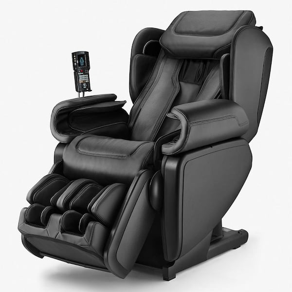 Synca Wellness Kagra Black Modern Synthetic Leather Premium Super Stretch 4D Massage Chair