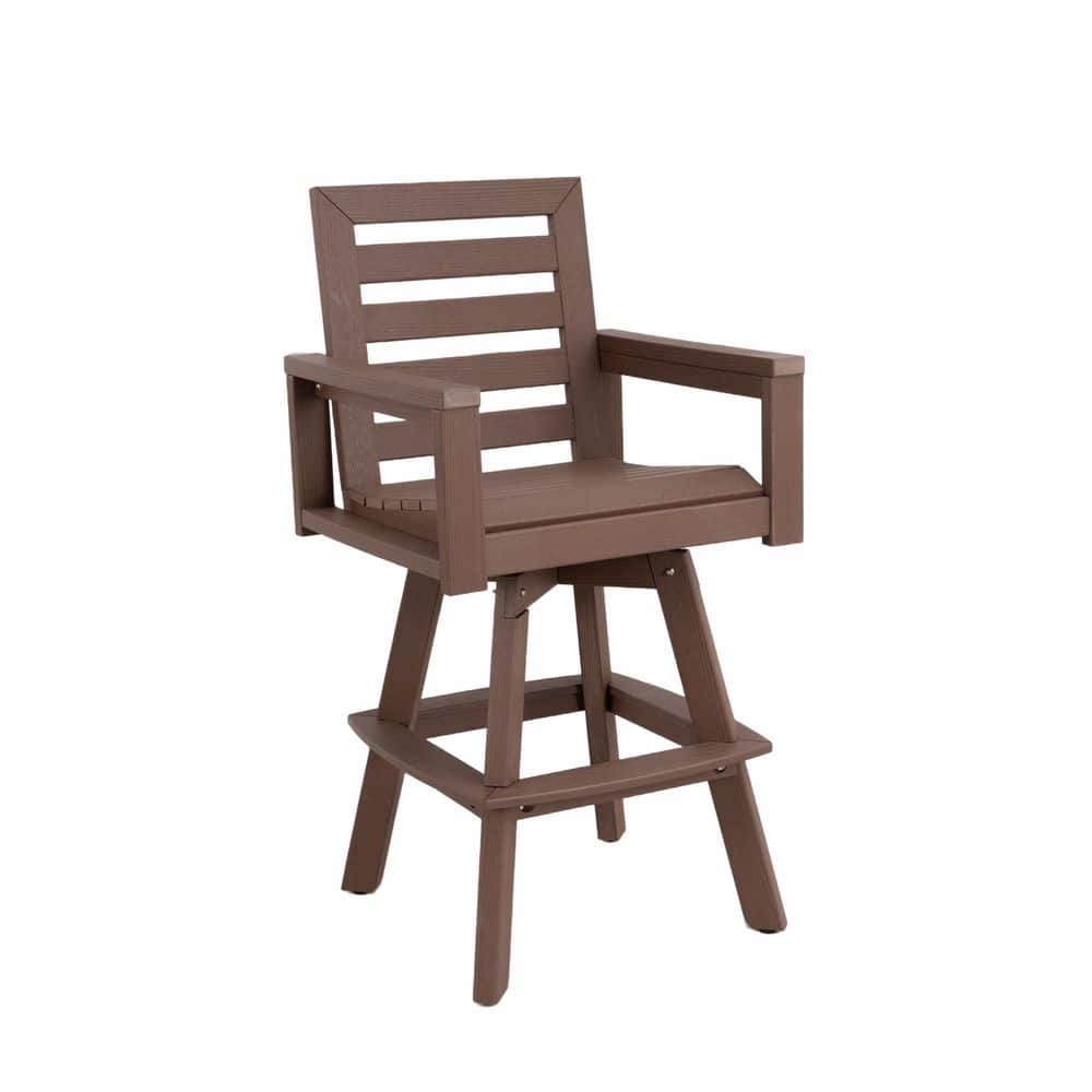 Brown Plastic Swivel Outdoor Bar Stools, Patio Bar Chair with 360° Swivel, Bar Height Stool for Deck, Porch, Poolside price history on PriceWatchPro