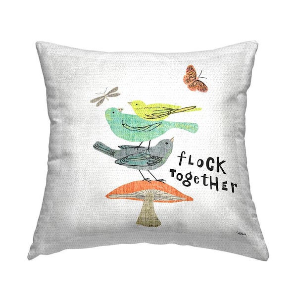 Stupell Industries Flock Together Nature Multi-Color Square Outdoor Throw Pillow