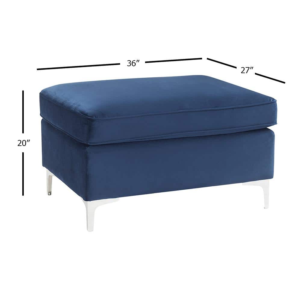 Luxurious Velvet Tufted Jaszira Ottoman in Blue